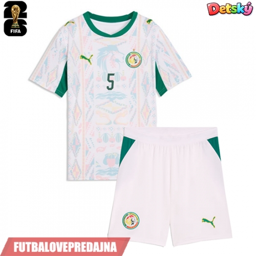 Lacne Dětský Futbalové dres Senegal Idrissa Gueye #5 MS 2026 Krátky Rukáv - Domáci (+ trenírky)